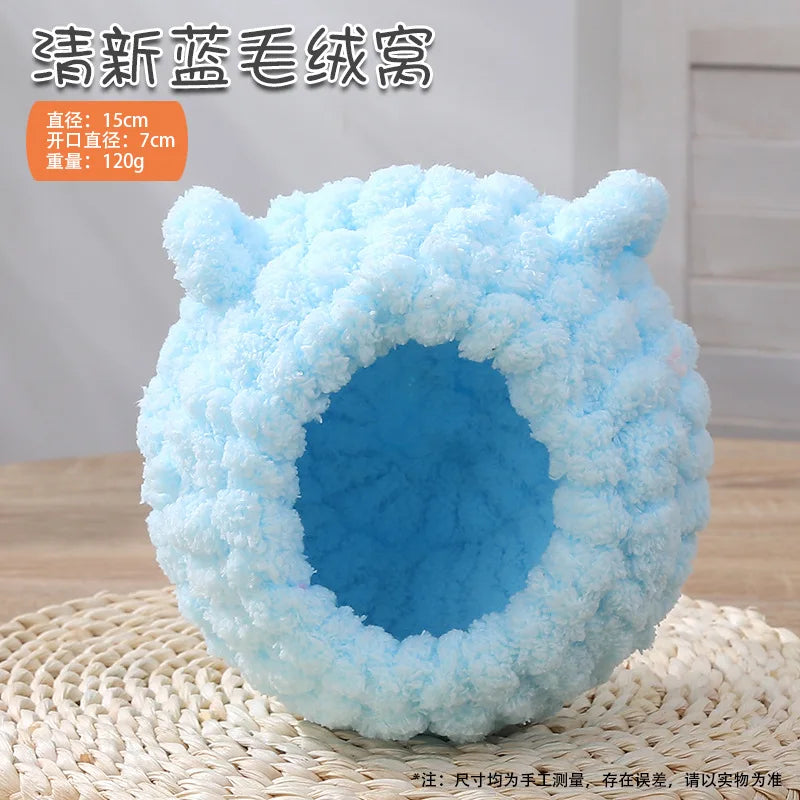 Parrot Round Thickened Cotton Bird Nest - Tiger Skin Peony Print, Winter Warmth for Small Pets, Cozy Hibernation Nest Oasis Select Fresh blue D 15cm