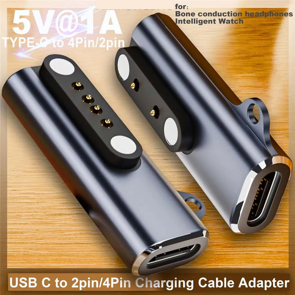Suitable for Shokz devices bone transfer headset/smart watch charging adapter USB-C to 7.62MM 2-pin/4-pin magnetic charging port Oasis Select