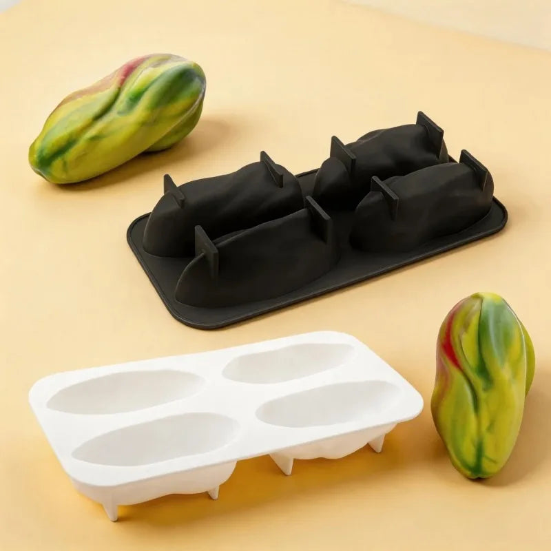 1pcs Pistachio Silicone Mold 4 Cavity Mousse Cake Chocolate Dessert Pudding Baking Tool Handmade Candle Squishy Making Mould Oasis Select