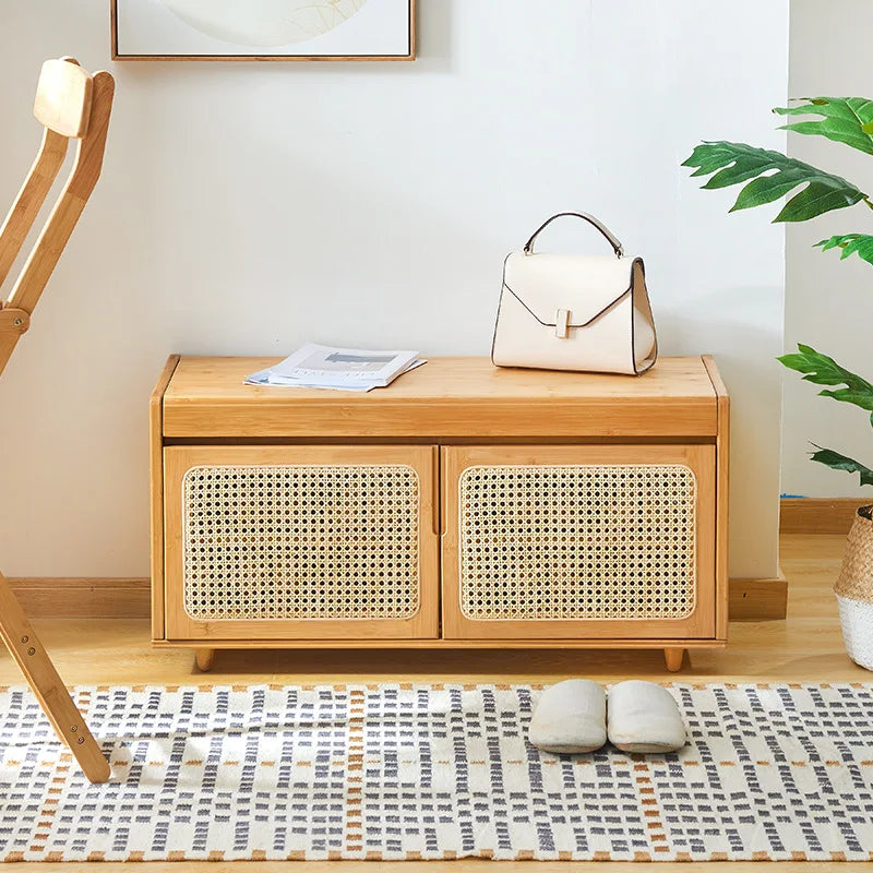 Shoe changing stool can be sat at the door of the home, shoe stool rattan entry entrance shoe cabinet Oasis Select
