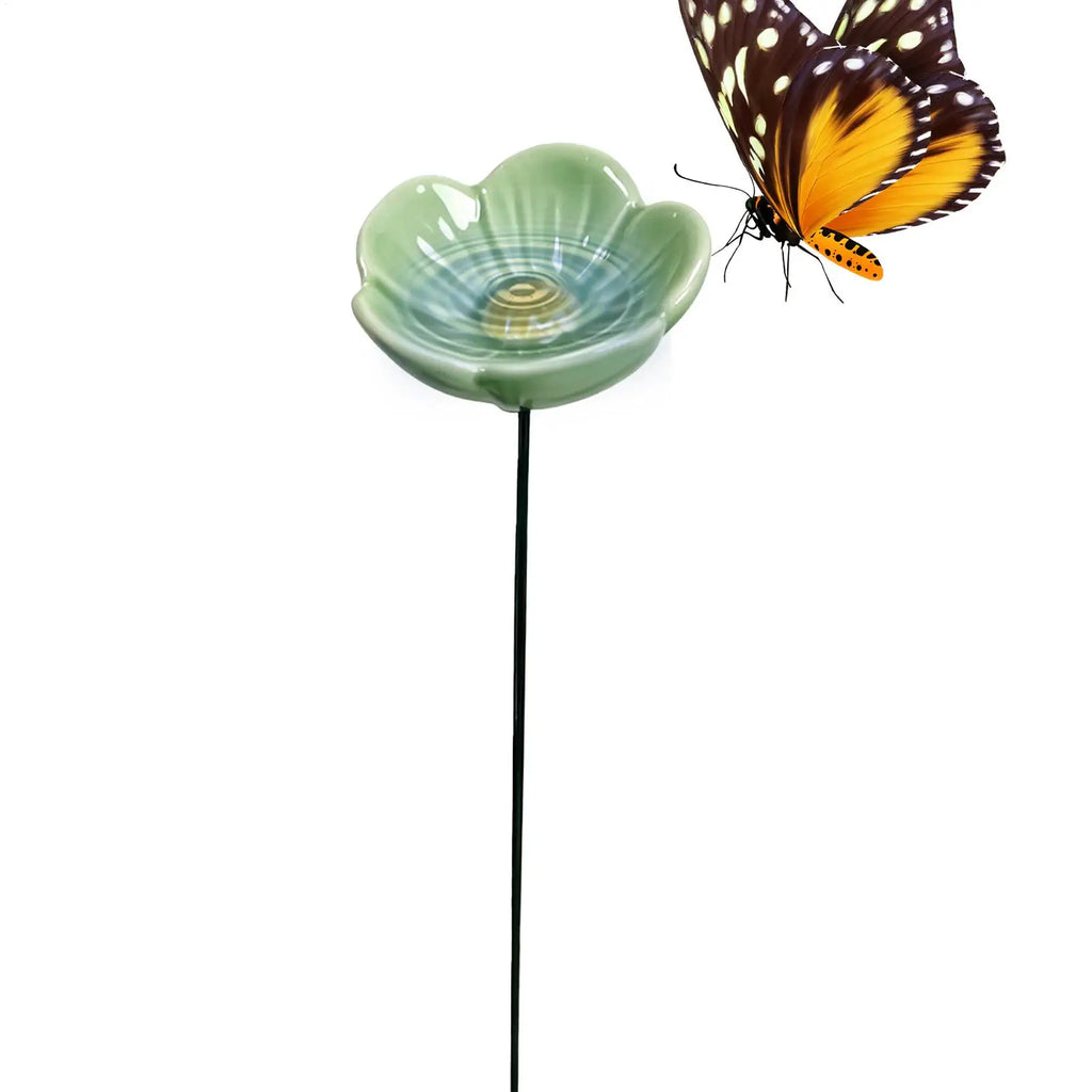 Bee Water Feeder Resin Flower Drinking Fountain Holder Bee Watering Station Bird Waterer Feeding Bowl Stakes Bird Supplies Oasis Select