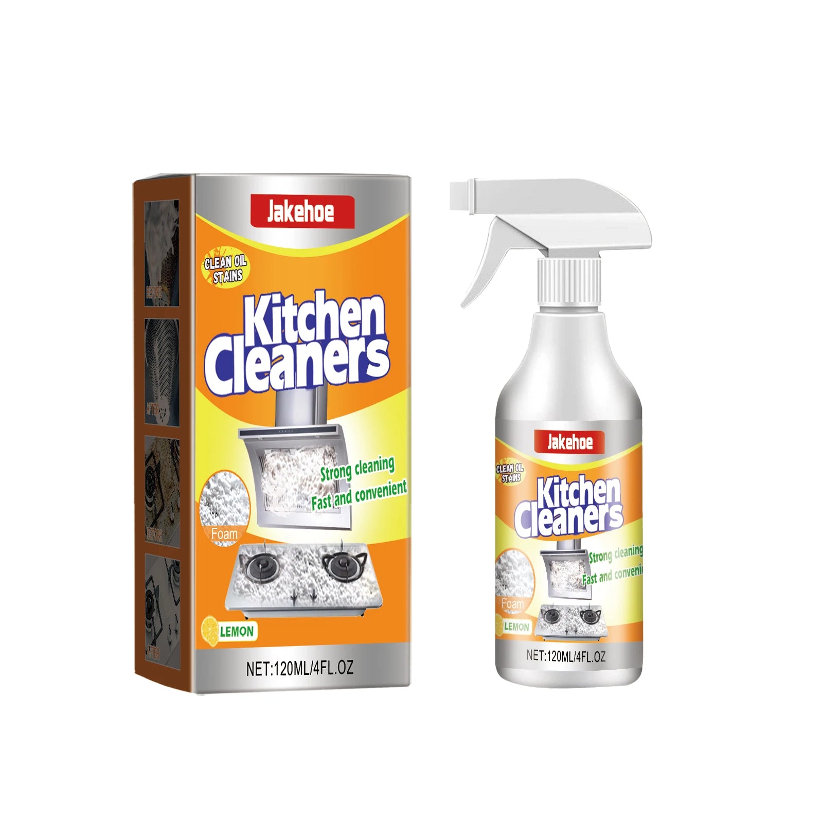 Jakehoe Kitchen Foam Cleaner Spray Powerful Dissolving And Removing Stubborn Oil Stain Clean Cooking Utensil Multipurpose Spray Oasis Select 120ml boxed