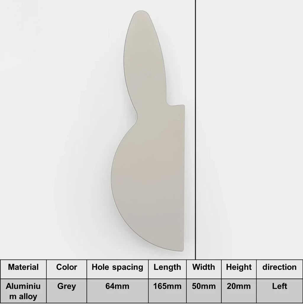 Love Rabbit Cartoon Children's Room Handle Color Matching Cabinet Door Handle Kitchen Cabinet Shoe Cabinet Wardrobe Door Handle Oasis Select Grey Left 165mm
