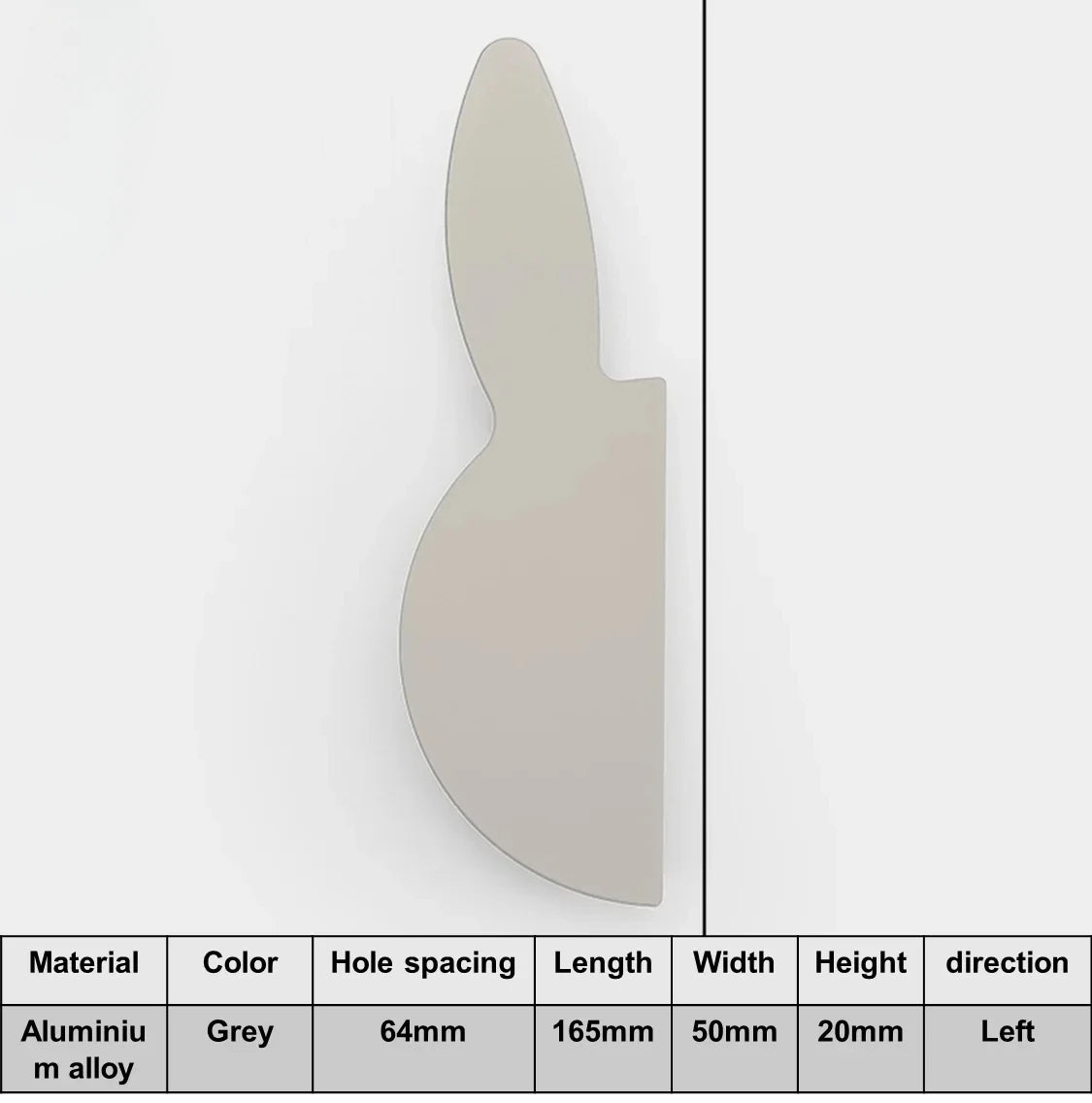 Love Rabbit Cartoon Children's Room Handle Color Matching Cabinet Door Handle Kitchen Cabinet Shoe Cabinet Wardrobe Door Handle Oasis Select Grey Left 165mm
