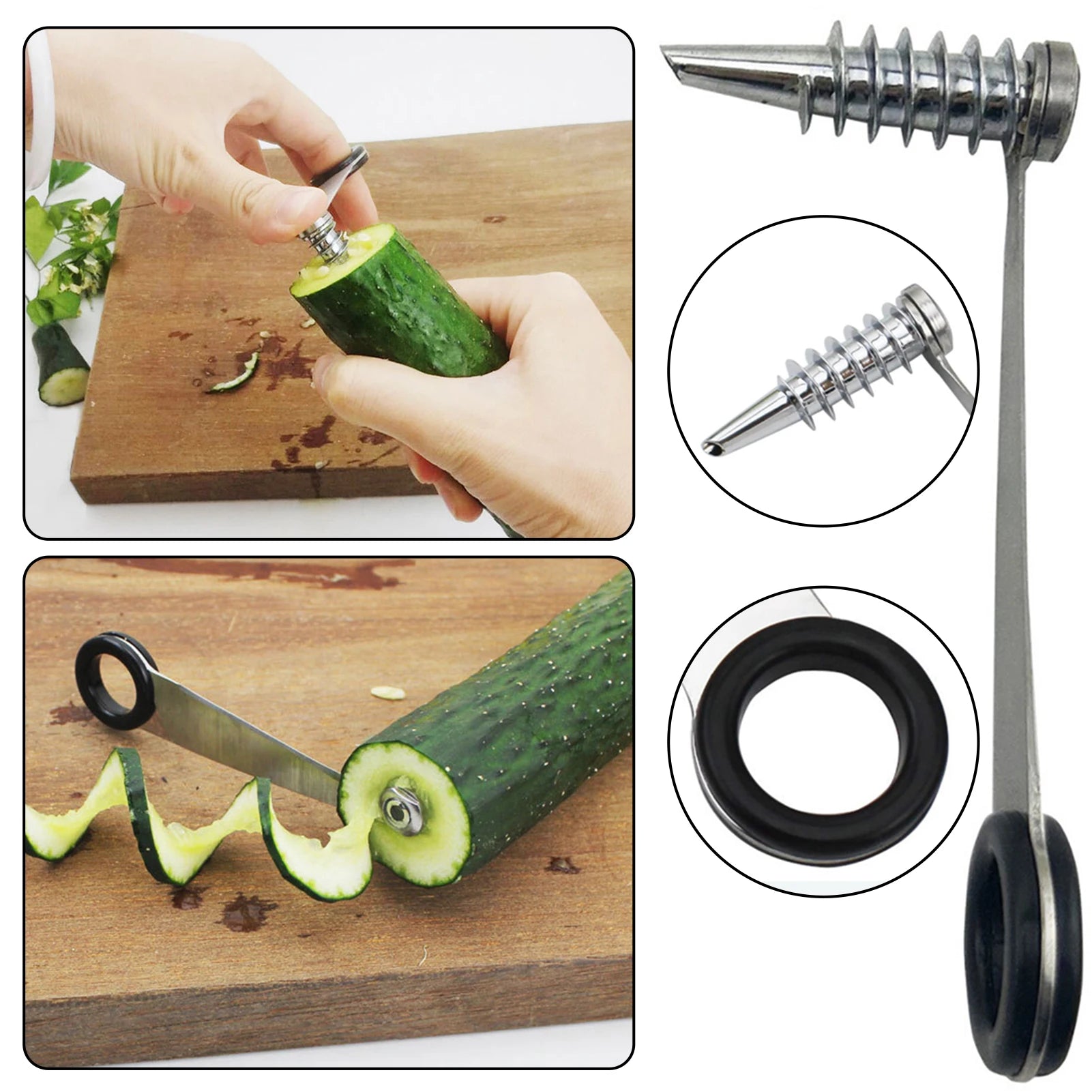 Stainless Steel Spiral Vegetable Cutter | Manual Veggie Slicer