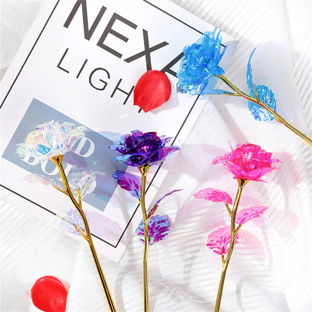1pcs Artificial Flower Foil Rose Flower Valentine'S Day Gifts 24k Golden Plated Gold Rose Lasts Forever Love Flower For Wife Oasis Select