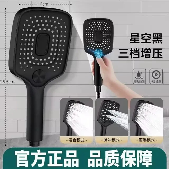 New 36CM High Pressure Top Spray Rain Shower Head Larger Flow Supercharge Rainfall Showerhead 360° Swivel Water Saving Set Oasis Select Black hand shower