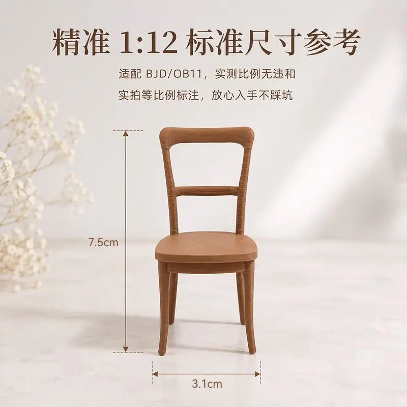 1:12 Retro Miniature Chair Model 3D Printing Diy Dollhouse Sofa Miniature Dollhouse Living Room Furniture Decor Accessories Gift Oasis Select Chair Brown