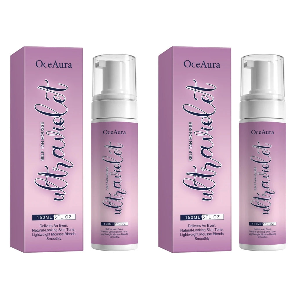 Self Tanning Foam Mousse Lasting Bronzing Even Skin Tone Quick Dry Natural Glow Lightweight Non Greasy Sunless Tan Body Mousse Oasis Select 150ml x2 boxed