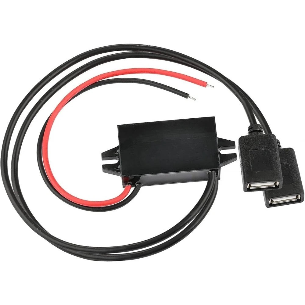 Waterproof 12V/24V To 5V 3A 15W Converter DC To DC Step Down Module Power Adapter Buck Voltage Transformer (Dual USB Connectors) Oasis Select