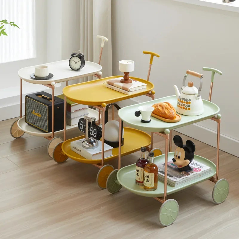 Small fresh lunar rover shelf space aluminum frame storage rack movable living room creative lunar cart Oasis Select