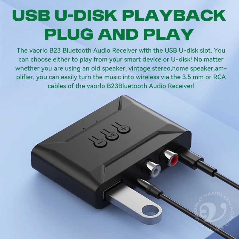 Bluetooth 5.4 Audio Receiver U Disk RCA 3.5mm AUX USB Stereo Music Wireless Adapter With MIC For Car Kit Amplifier Wired Speaker Oasis Select