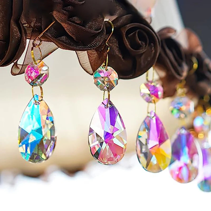 1PCs Crystal Suncatcher 9cm Curtain Pendant Sun Catcher AB Color Rainbow Chaser Glass Prism Outdoor Window Home Garden Decor Oasis Select