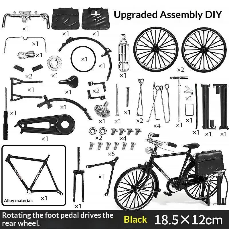 1:10 Diecast Metal Retro Mountain Bike Model with Mini Pump