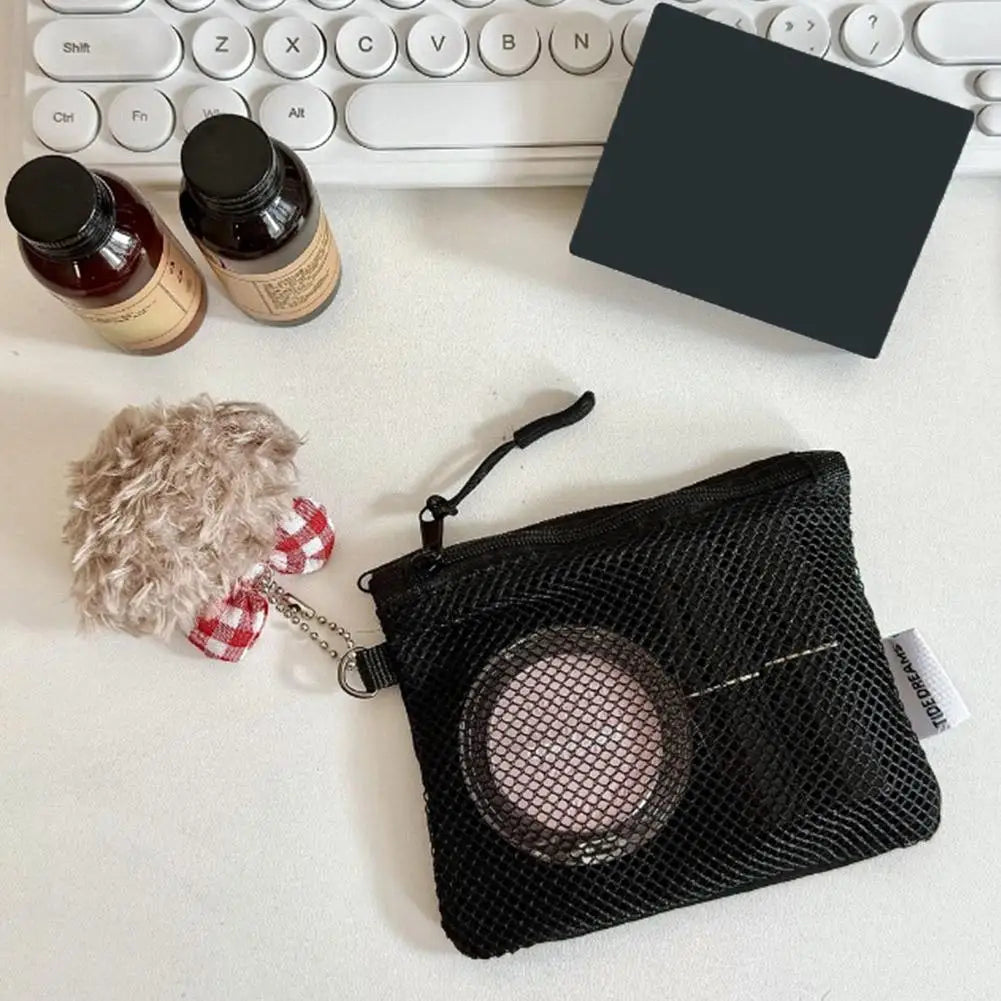 Dual-Layer Mesh Travel Makeup Bag – Mini Zipper Organizer Travel Cosmetics Bag Oasis Select