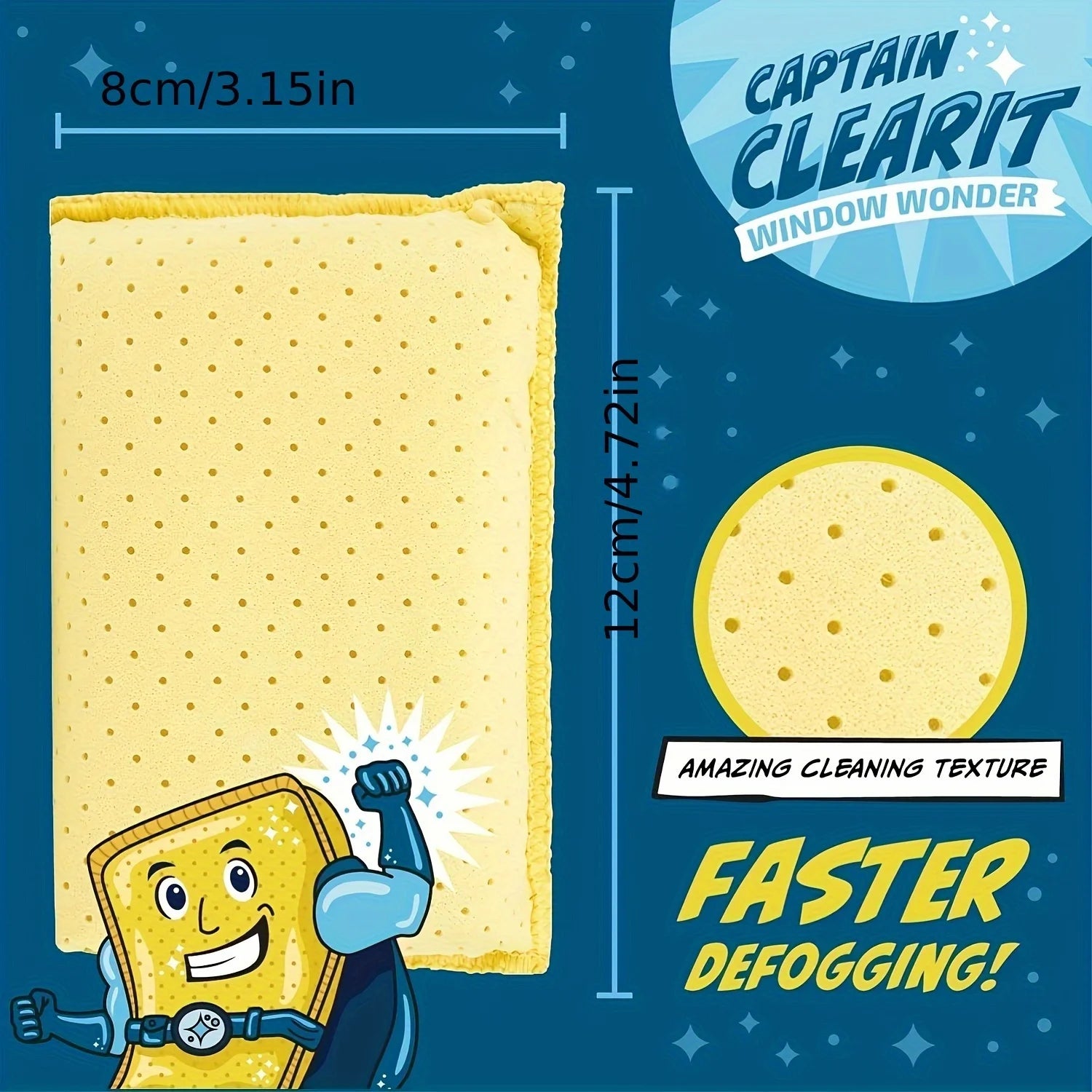 Large size super absorbent anti fog sponge, suitable for cars, mirrors, glass, etc. - easy to clean, universal cleaning tool Oasis Select