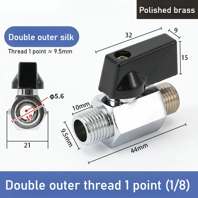Mini Polished Copper Ball Valve PT1/8, 1/4, 3/8, 1/2 Switch Water Pipe, Gas and Electrical Dual Inside and Outside Oasis Select DN6 Double outside Polishing style