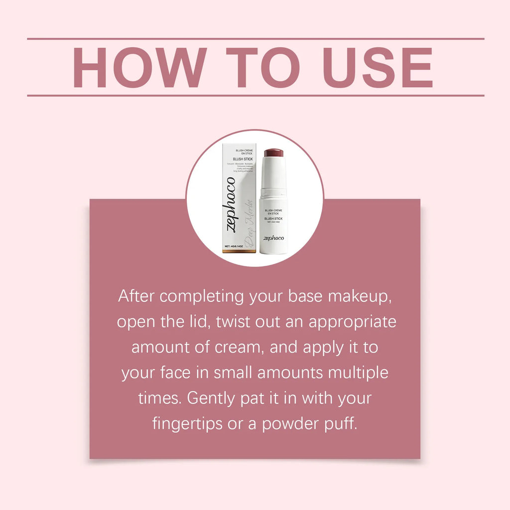 Portable Cream Blush Stick Soft Mist Finish Hydrating Long-Wear Blendable Smooth Lightweight On-the-Go Cheek Blush Oasis Select