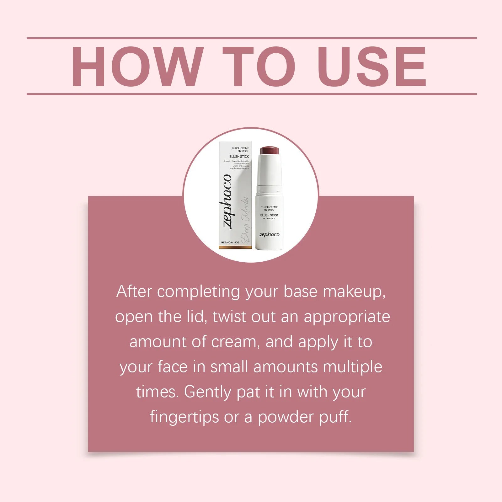 Portable Cream Blush Stick Soft Mist Finish Hydrating Long-Wear Blendable Smooth Lightweight On-the-Go Cheek Blush Oasis Select