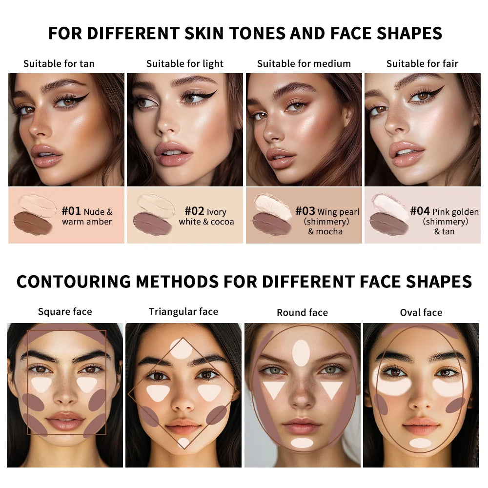 Dual-Ended Sharp Tip Contour Highlighter Waterproof And Sweatproof Long Lasting-Up To 12 Hours Multi-Use Contour Stick Makup Oasis Select