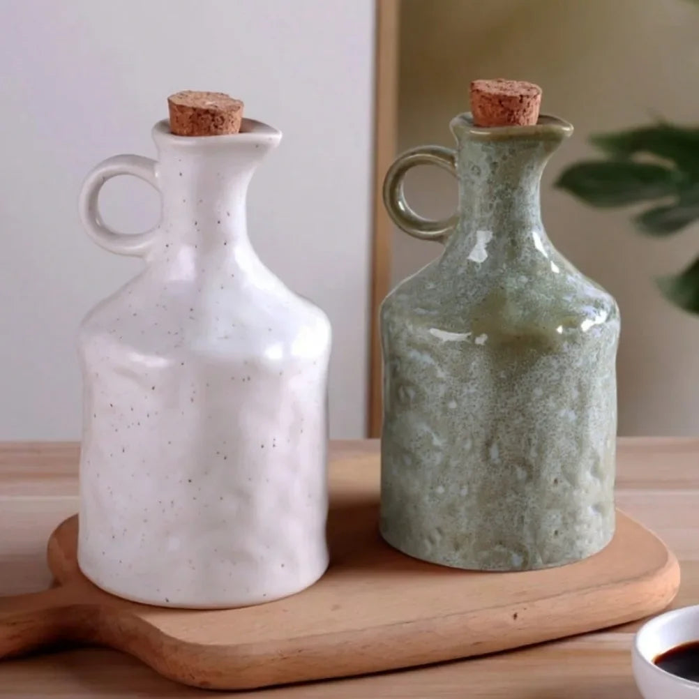 Handmade 400ml Ceramic Oil Bottle Kitchen Seasoning Storage Jar Creative Household Soy Sauce Pot Vinegar Pot Kitchen Accessories Oasis Select