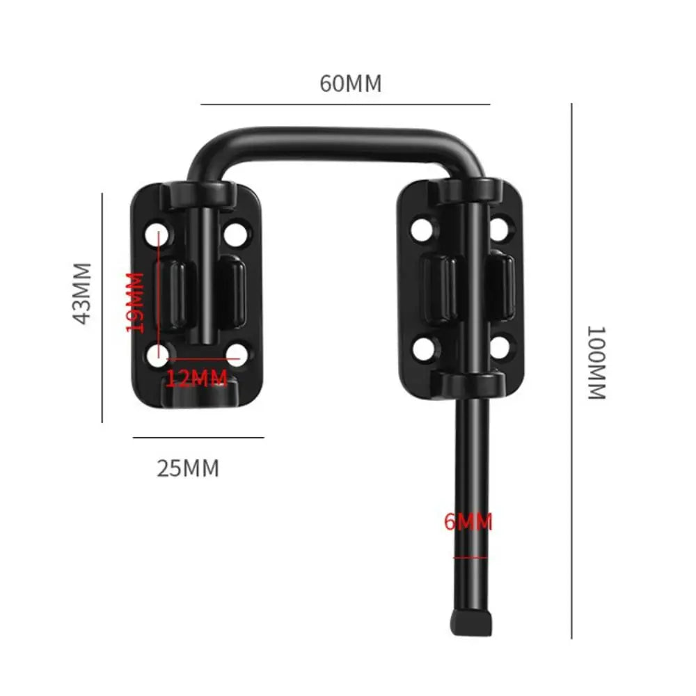 New Stainless Steel Door Latch Lock Non Perforated Gate Latch Thickened 90/180 Degree Anti-theft Buckle Door Bolts Safety Oasis Select