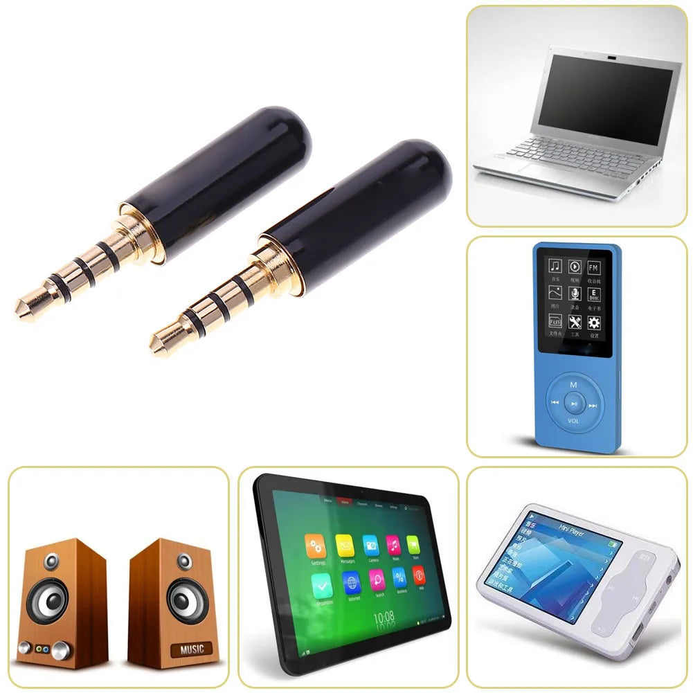 2pcs 3.5mm 1/8in TRRS 4-Pole Male Plug Adapter Headphone DIY Connectors Oasis Select