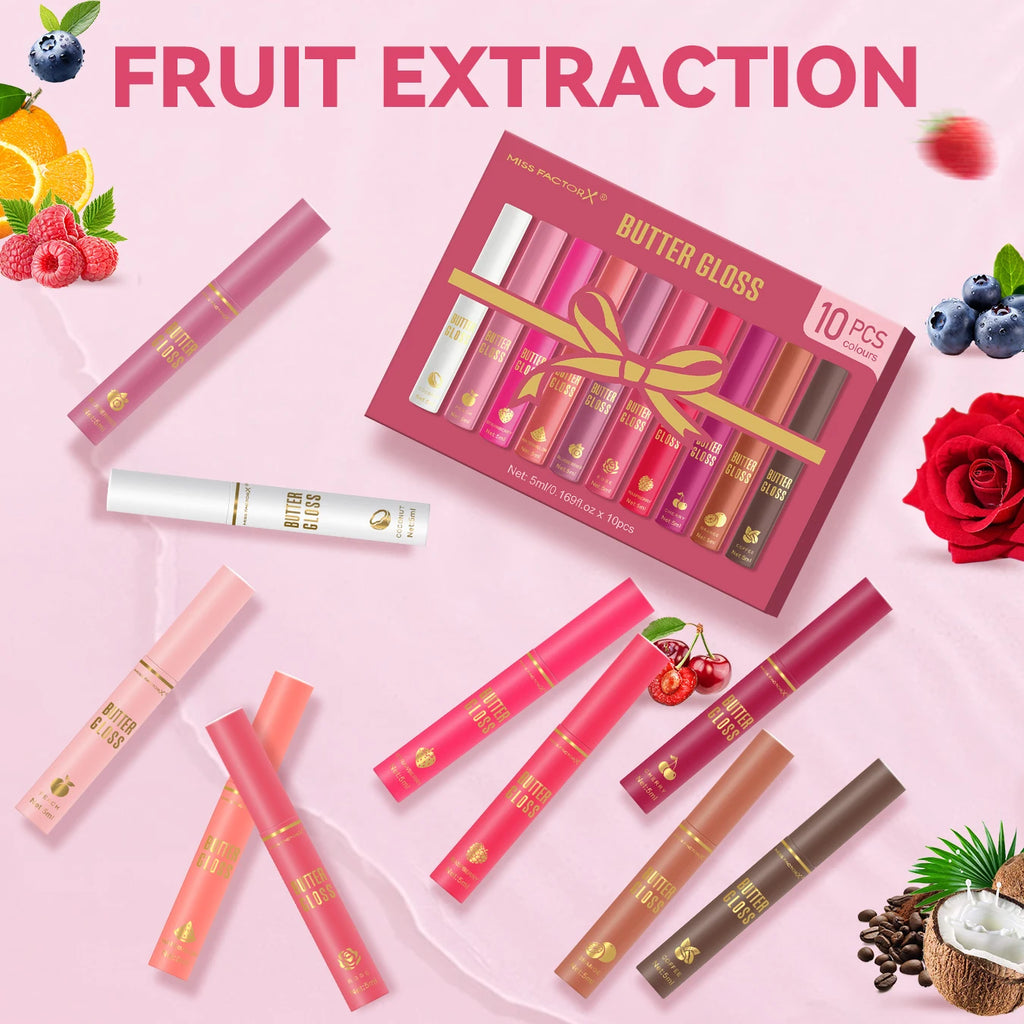 10 pack of dazzling water gloss lip oil, smooth and delicate, with color rendering, moisturizing, full and plump, women's gift Oasis Select