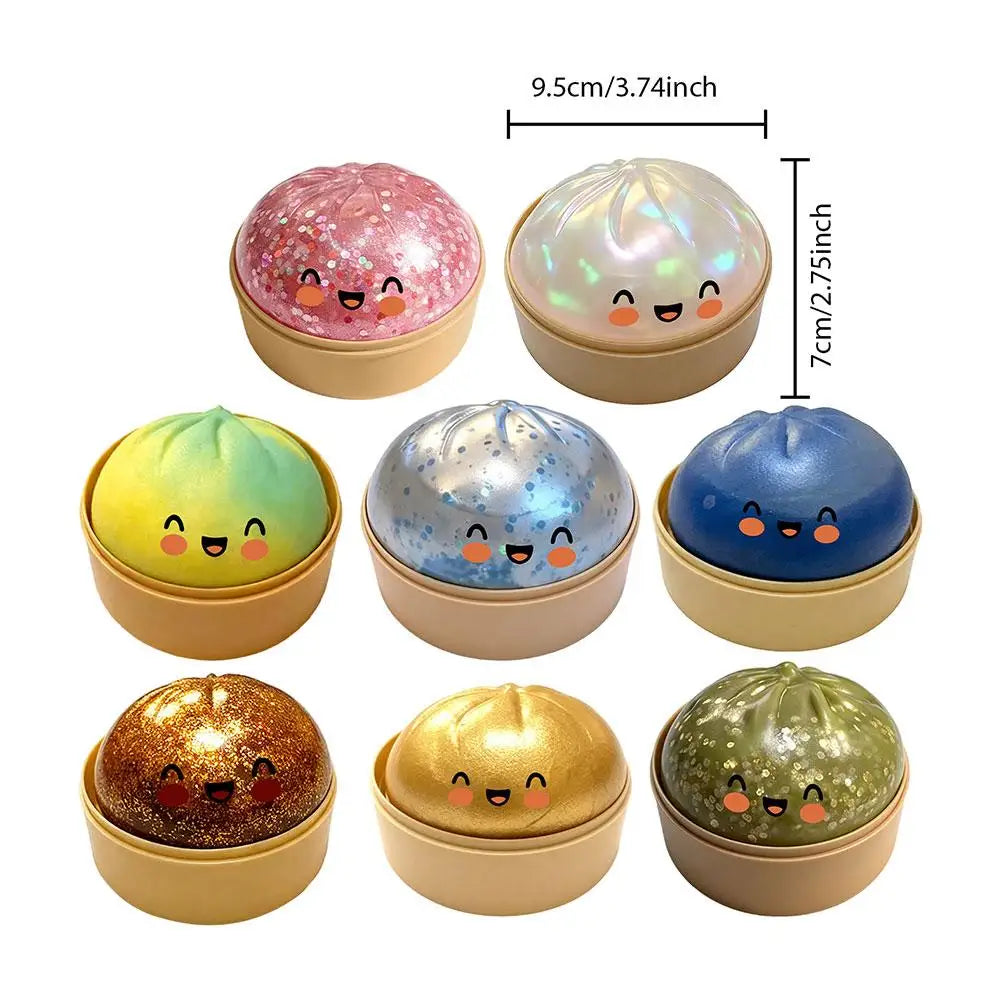 Shiny Flash Simulation Dumpling Bun Toy Pressure Ball, Slow Rebound Soft Pinch Decompression Toy, for Kids Adults Birthday Gifts Oasis Select