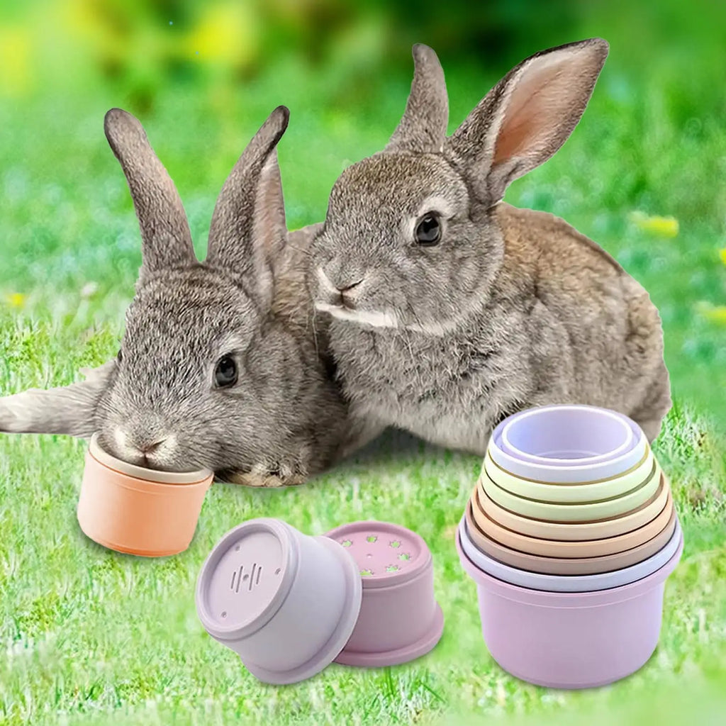 8Pcs Stacking Cups Toys for Rabbits Chinchillas Guinea Pigs Multi-Colored Reusable Plastic Nesting Toys Stacking Cups Set Oasis Select