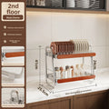 Medieval Stainless Steel Dish Storage Rack Dish Knife Chopsticks Drain Rack Oak Baffle Drying Rack Kitchen Shelf Oasis Select 2 wide edges