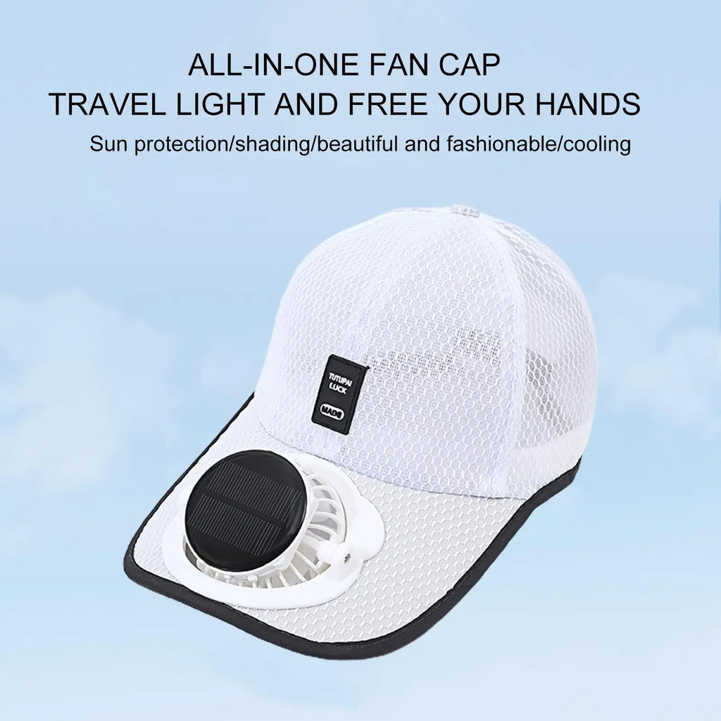 Summer Fan Sunhat Women Men Fan Baseball Hat Strong Wind Cooling Sun Protection Fan Solar Charging FanCap Oasis Select
