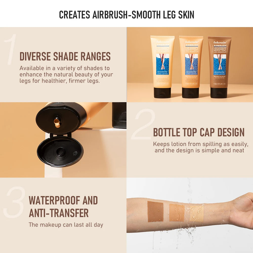 116ml Leg Makeup Waterproof Long Lasting Body Foundation Even Skin Tone Medium Bronze Tanning Cream Anti-Transfer Oasis Select