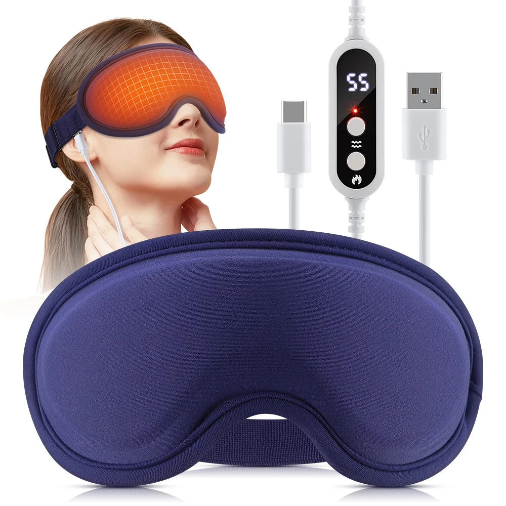 3D Heated Eye Mask – 5 Heat Levels & 6 Vibration Modes