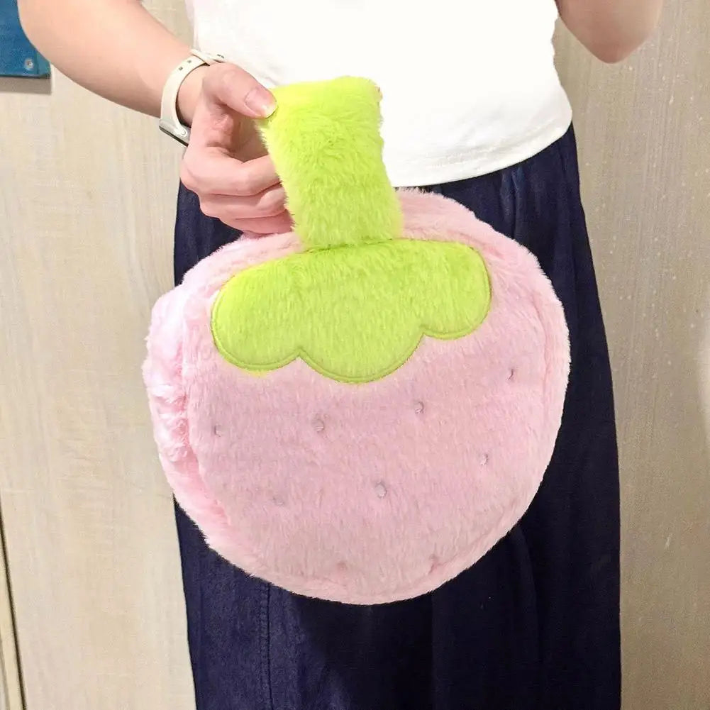Strawberry Plush Makeup Bag – Large Travel Cosmetic Pouch