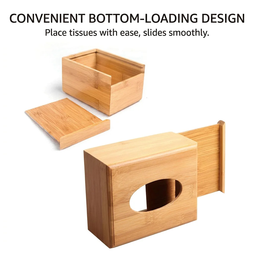 Bamboo Tissue Box Modern Minimalist Design Tissue Box Holder Household Tissue Case For Hotel Restaurant Hotel Office Easy-Refill Oasis Select