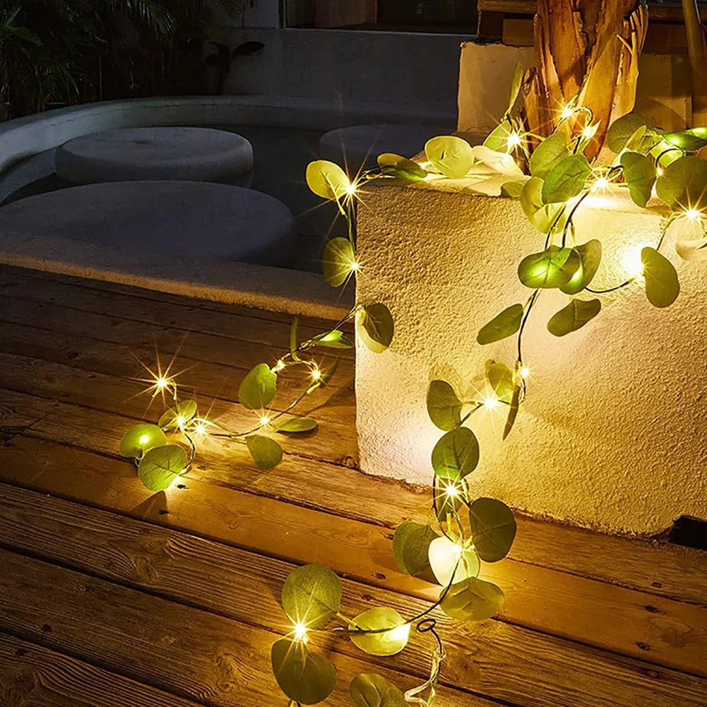 LED Eucalyptus Garland | Battery Fairy Light Vine – Fireplace Decor