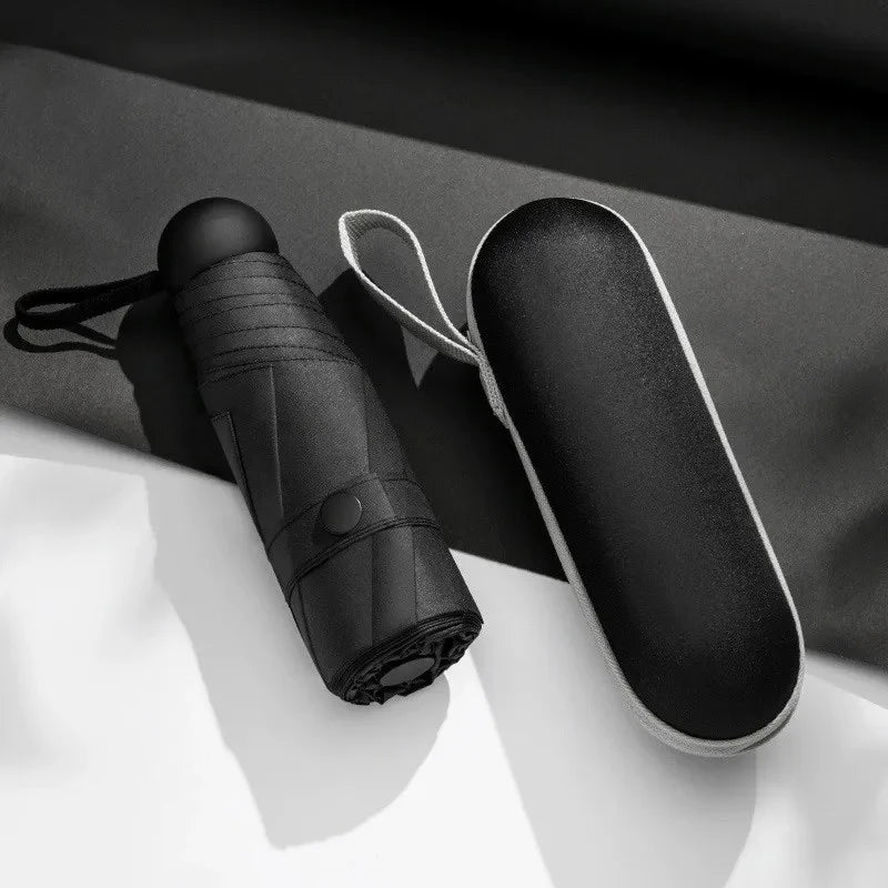Five-fold Mini Umbrella Compact Ultralight Capsule Style UV Protection Umbrella for Women Outdoor Use Oasis Select iron 8K Black