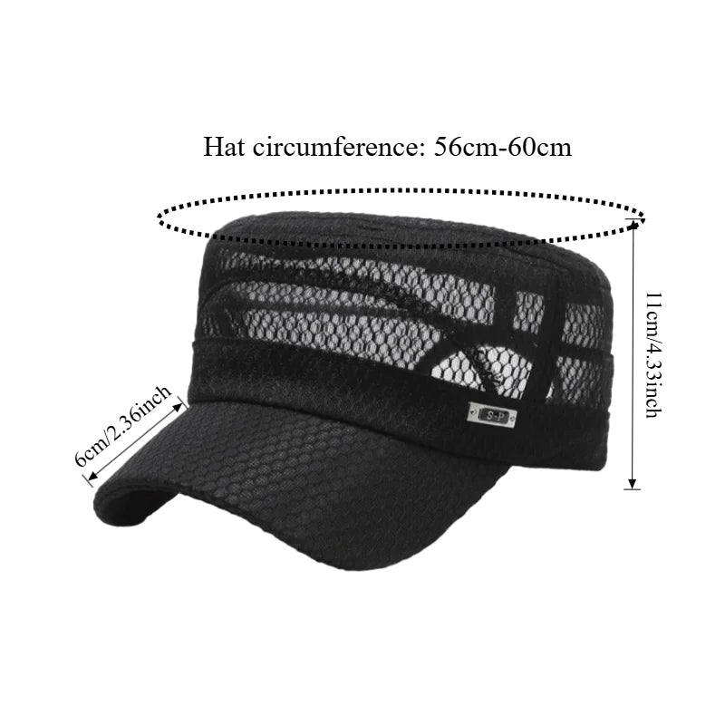 5-piece full mesh breathable flat-top hat | Summer outdoor sun protection hat, men's and women's casual mesh cap Oasis Select