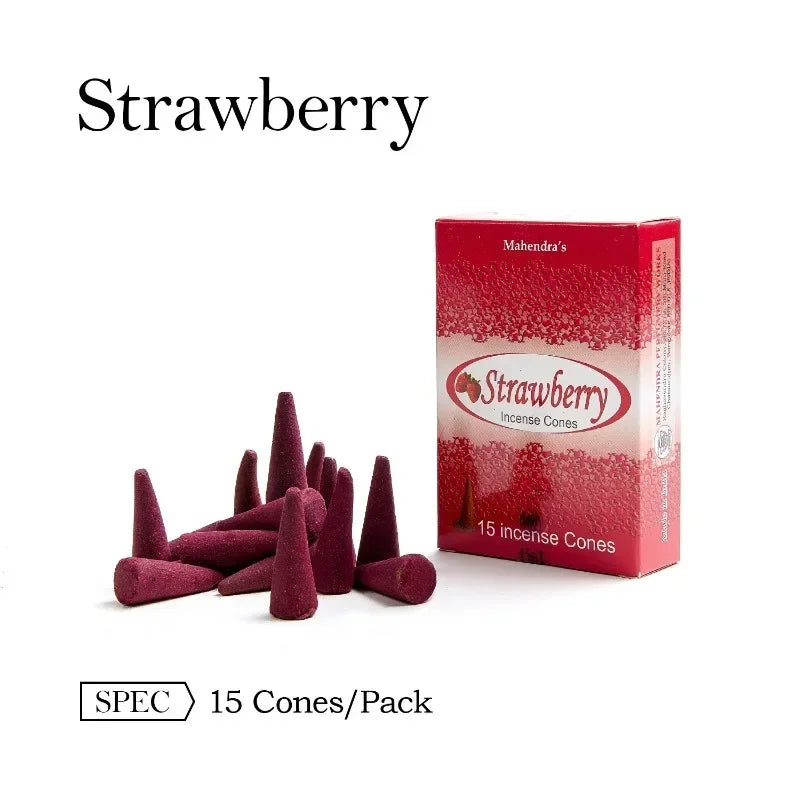 Mahendra 12Boxes Incense Cones，Frankness Patchouli Various Fragrances for Home Meditation and Mood Relief, Convenient To Carry. Oasis Select staberry 12boxes