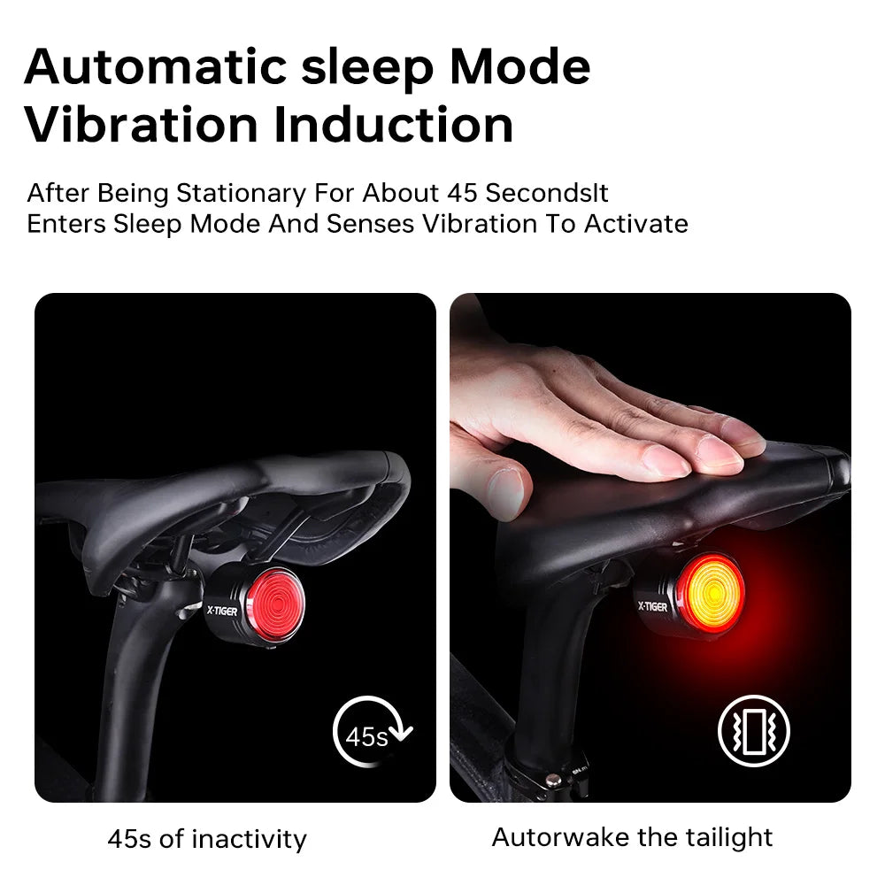 X-TIGER Bike Rear Light High Brightness Smart Brake Sensing Light IPX6 Waterproof LED Charging Taillight MTB Bike Accessories Oasis Select