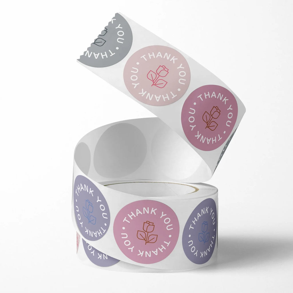 500pcs/roll Rose Sticker Thank You, Sticker Label Gift Gift Wrap Box Seal Sticker Oasis Select
