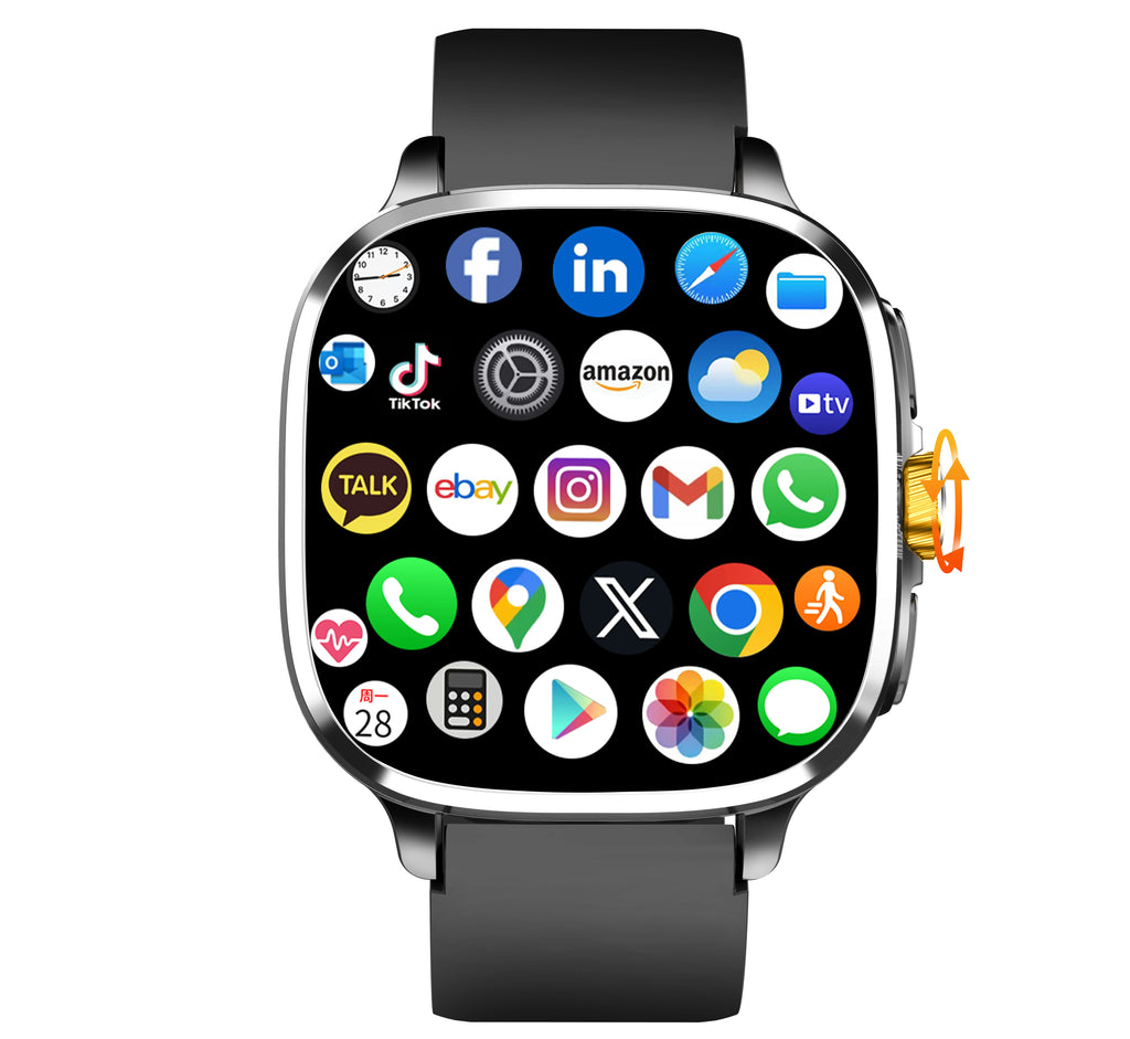 New Android 13.0 Cellular Version Smart Watch 5G LTE Smartwatch With 2.4inch Amoled Screen Sim Card Slot Google Play Store GPS Oasis Select Black 4GB 64GB