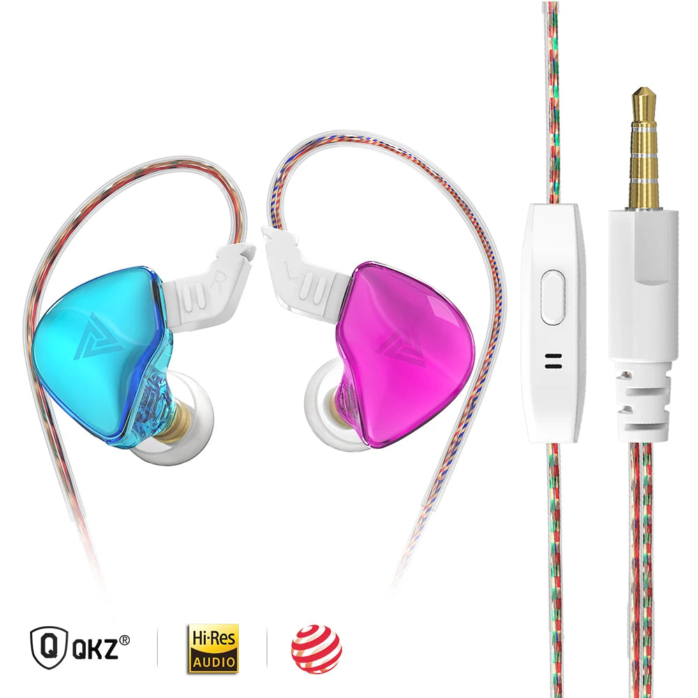 Original QKZ AK6 Copper Driver HiFi Wired Earphone Race Sport Headphone Bass Stereo Headset Music Earbuds 3.5MM In Ear With Mic Oasis Select AK8-Blue-Purple