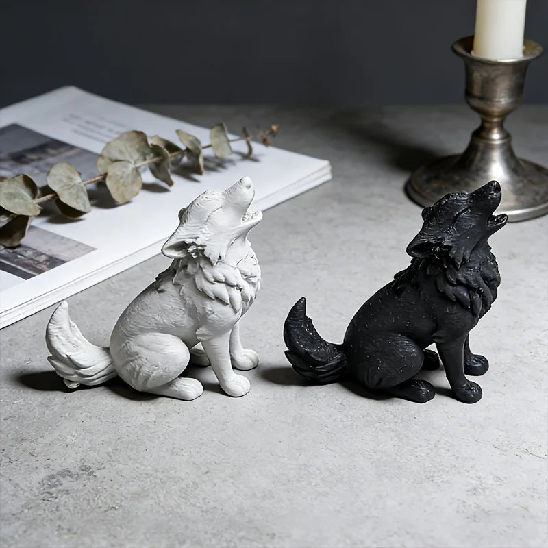 Howling Wolf Miniature Ornament Lonely Wild Wolf Statue Handicraft ForDIY Dioramas Wildlife Collectors Office Bedroom Decor Gift Oasis Select