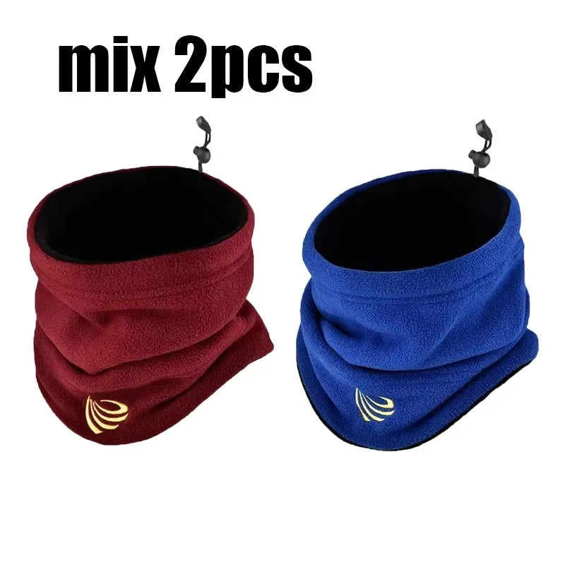 2/3pcs Winter Camping Fleece Neck Gaiter Ski Tube Scarf Snowboard Half Face Mask Face Cover For Men & Women Outdoor Cold Oasis Select red-blue