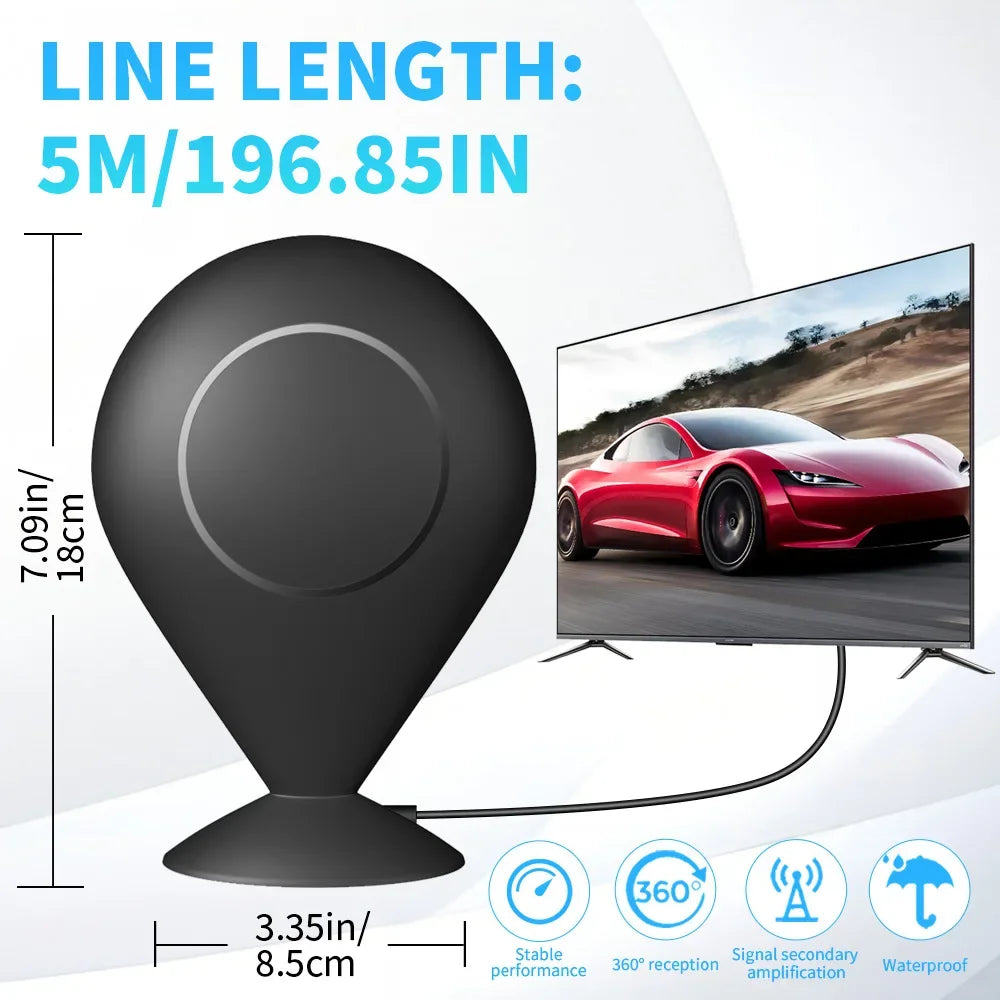 2026 New Digital TV Antenna Booster Signal Amplifier for 50-80 Miles in Europe and America, 4K HD Antenna Oasis Select