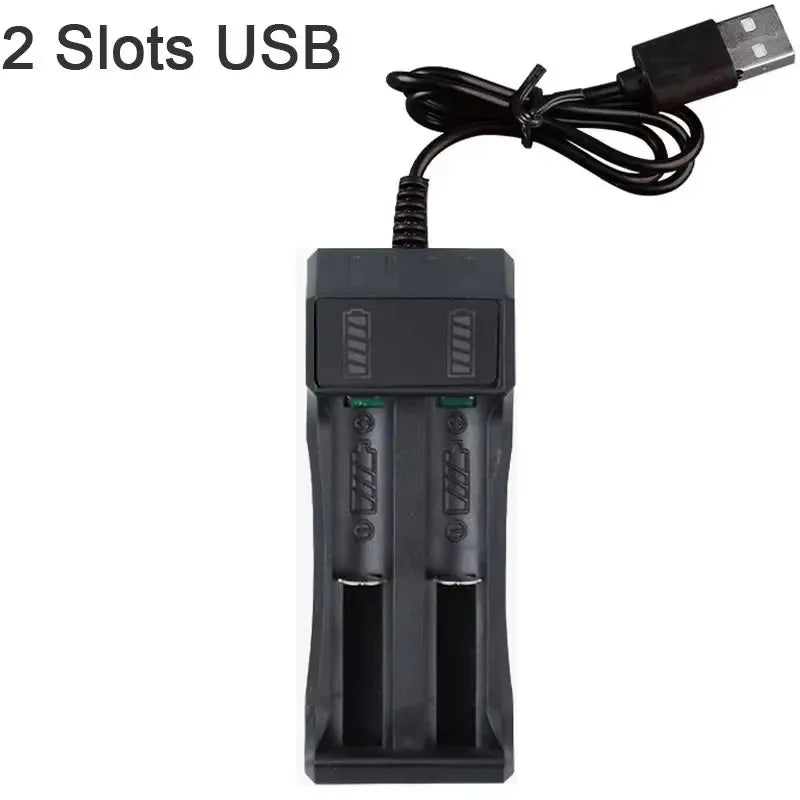 1-5Pcs 18650 Battery Charger Black 1 2 4 Slots AC 110V 220V Dual For 18650 Charging 3.7V Rechargeable Lithium Battery Charger Oasis Select 2 Slots USB-1pcs