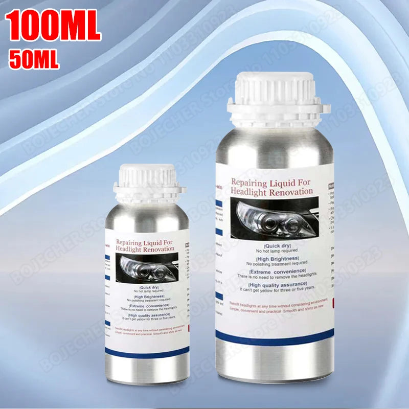 Car Headlight Repair Liquid Scratch Repair Agent 50ML/100ML Repair Equipment Clean Headlights Liquid Polymer Lamps Regeneration Oasis Select