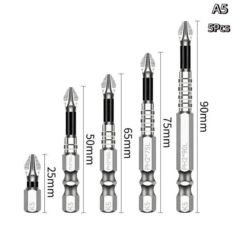 K5 Strong Magnetic Screwdriver High Hardness Bits Set Anti-Slip S2 Standard Non-slip Cross Head Electric Screwdriver Set Oasis Select A5